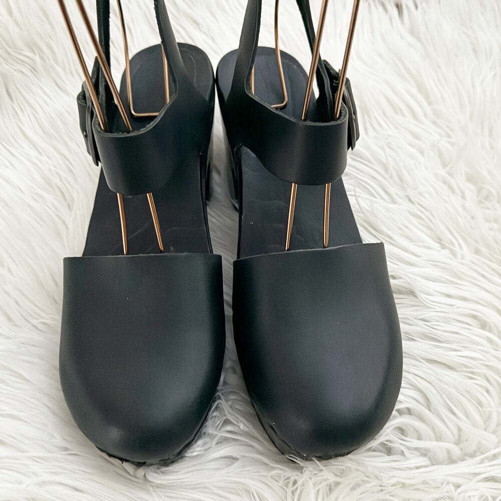 NO. 6 | Solid Black Platform Jane Clog Mary Jane Clogs Heels | Size 39 - Picture 2 of 9